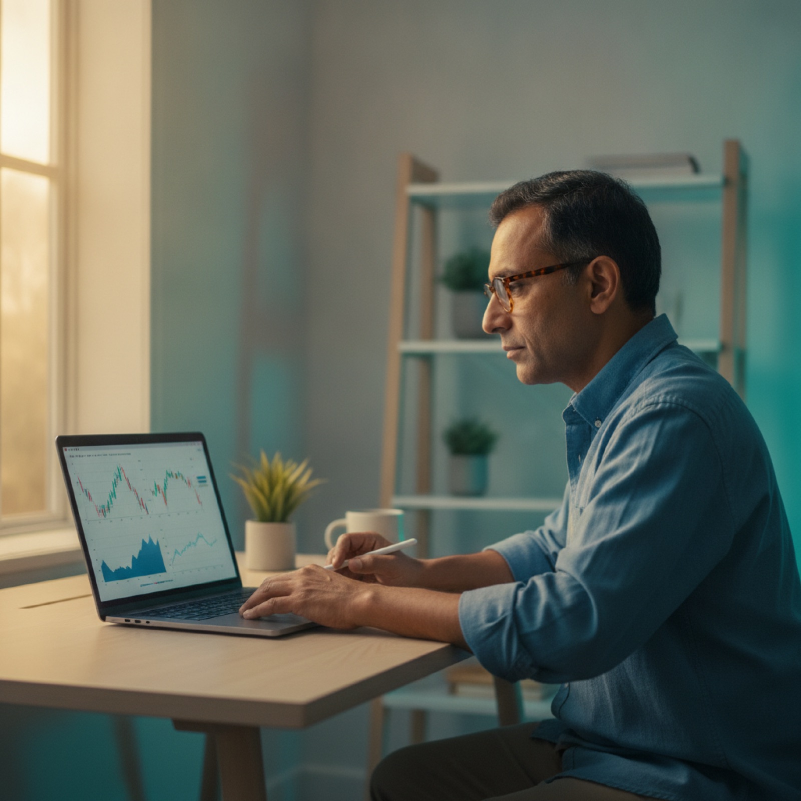 Accountant reviewing AI financial reasoning and models remotely