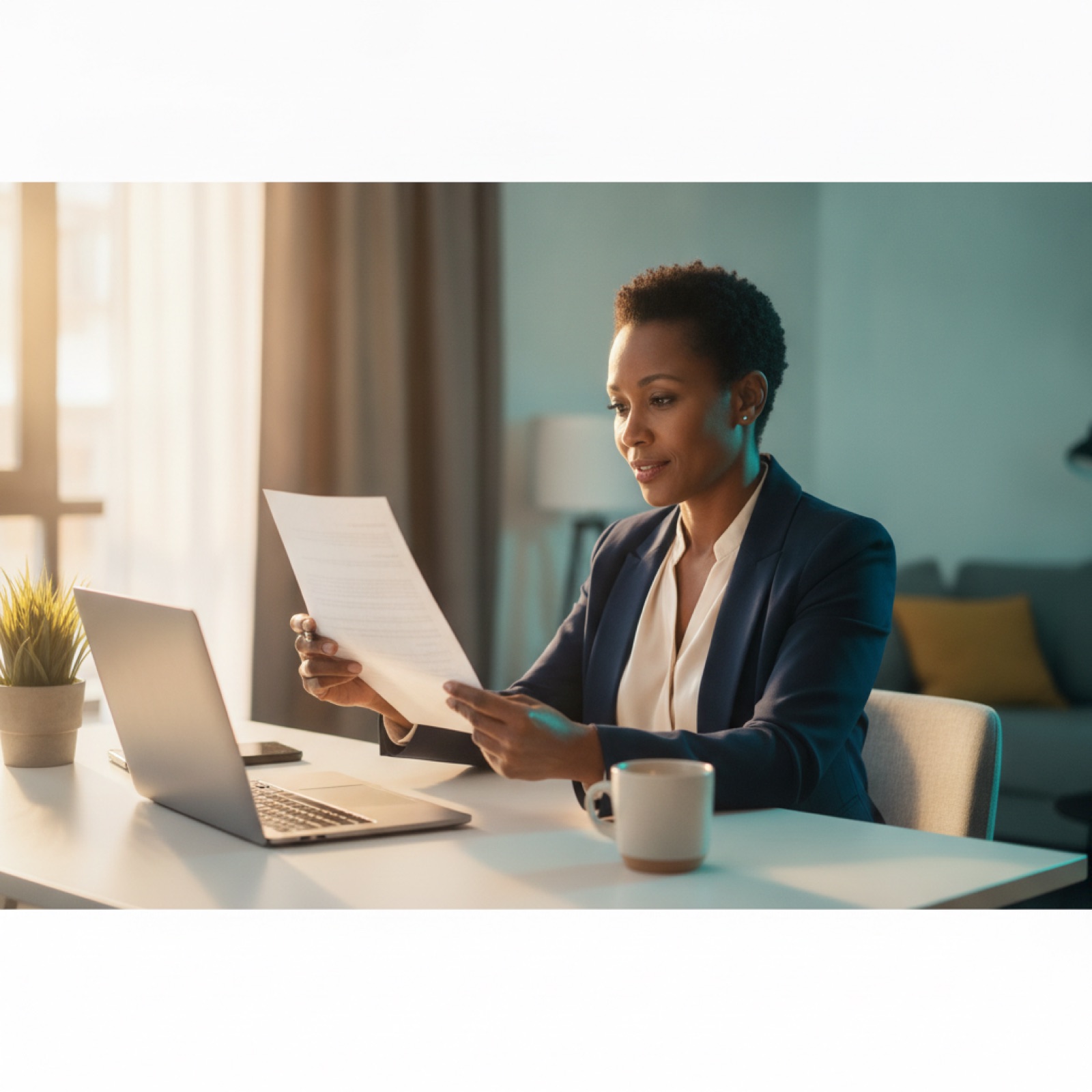 Attorney reviewing AI legal reasoning on a laptop remotely