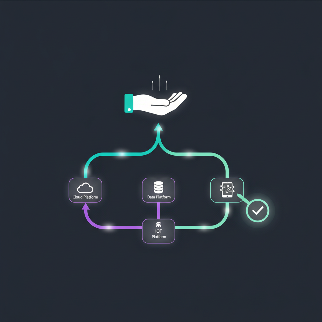 A branching decision flowchart leading to a chosen platform