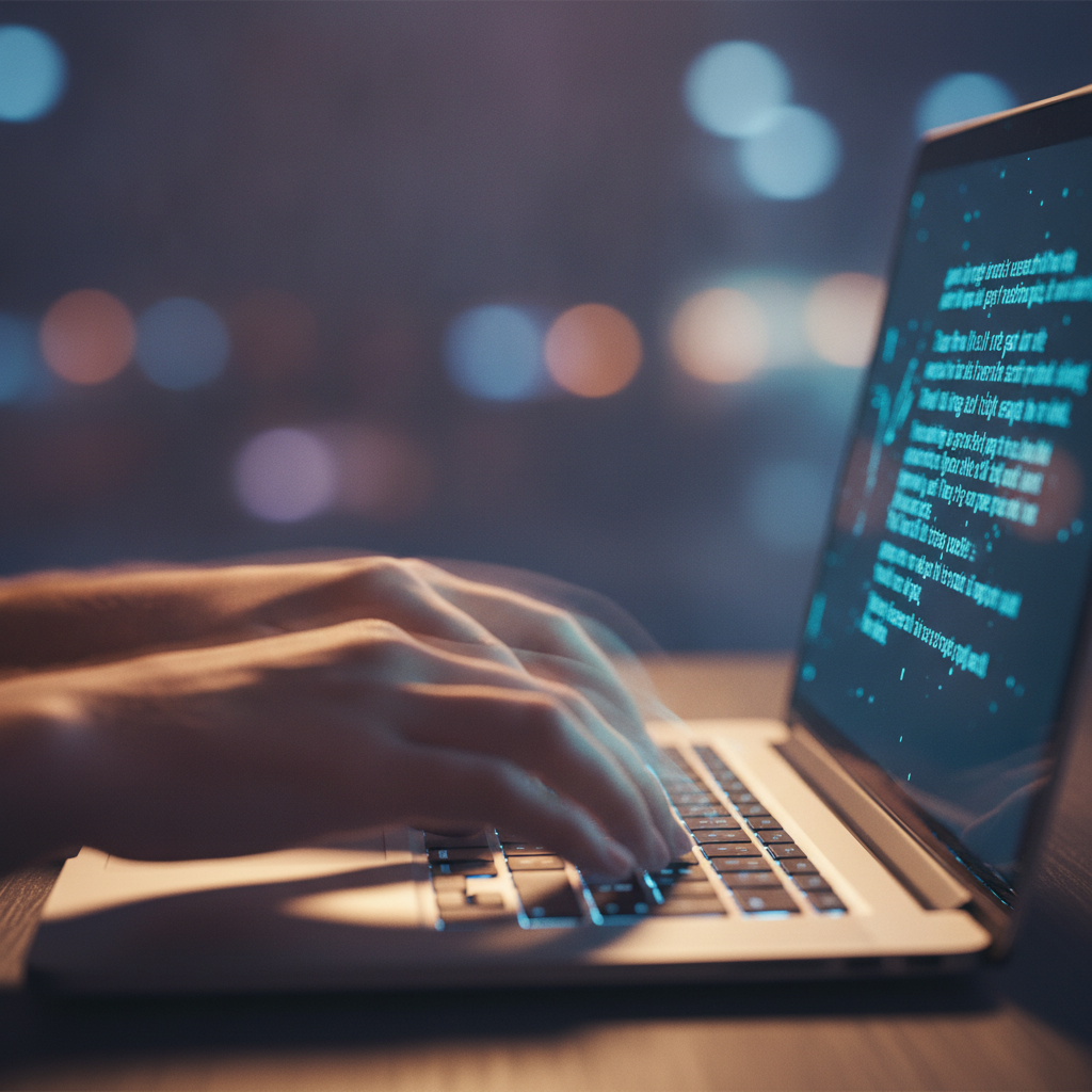 Close-up of hands typing on a laptop keyboard to earn money from home