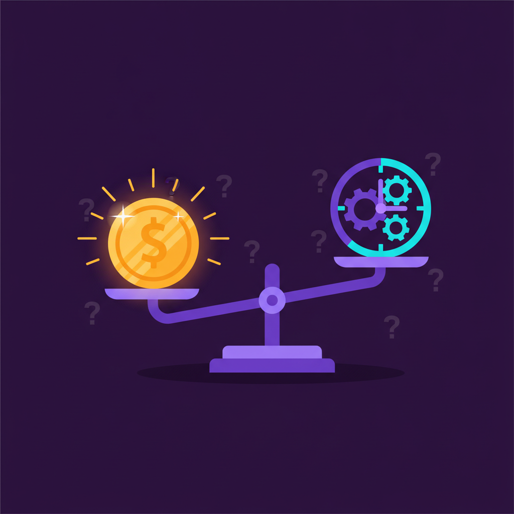 A balance scale weighing whether training AI is a good side hustle