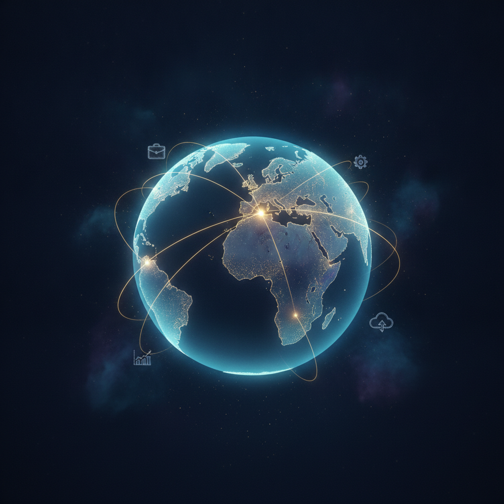 Global remote worker connecting to AI job platforms from a home office anywhere in the world