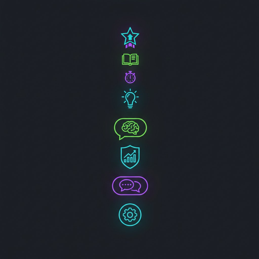 Ten in-demand AI skills shown as glowing ranked badges