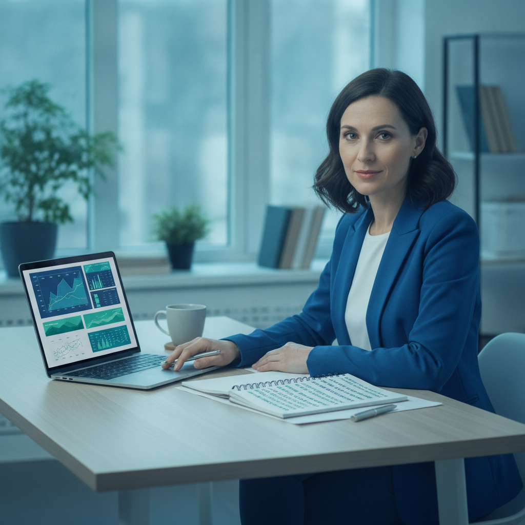 Accountant comparing the best remote AI jobs on a laptop
