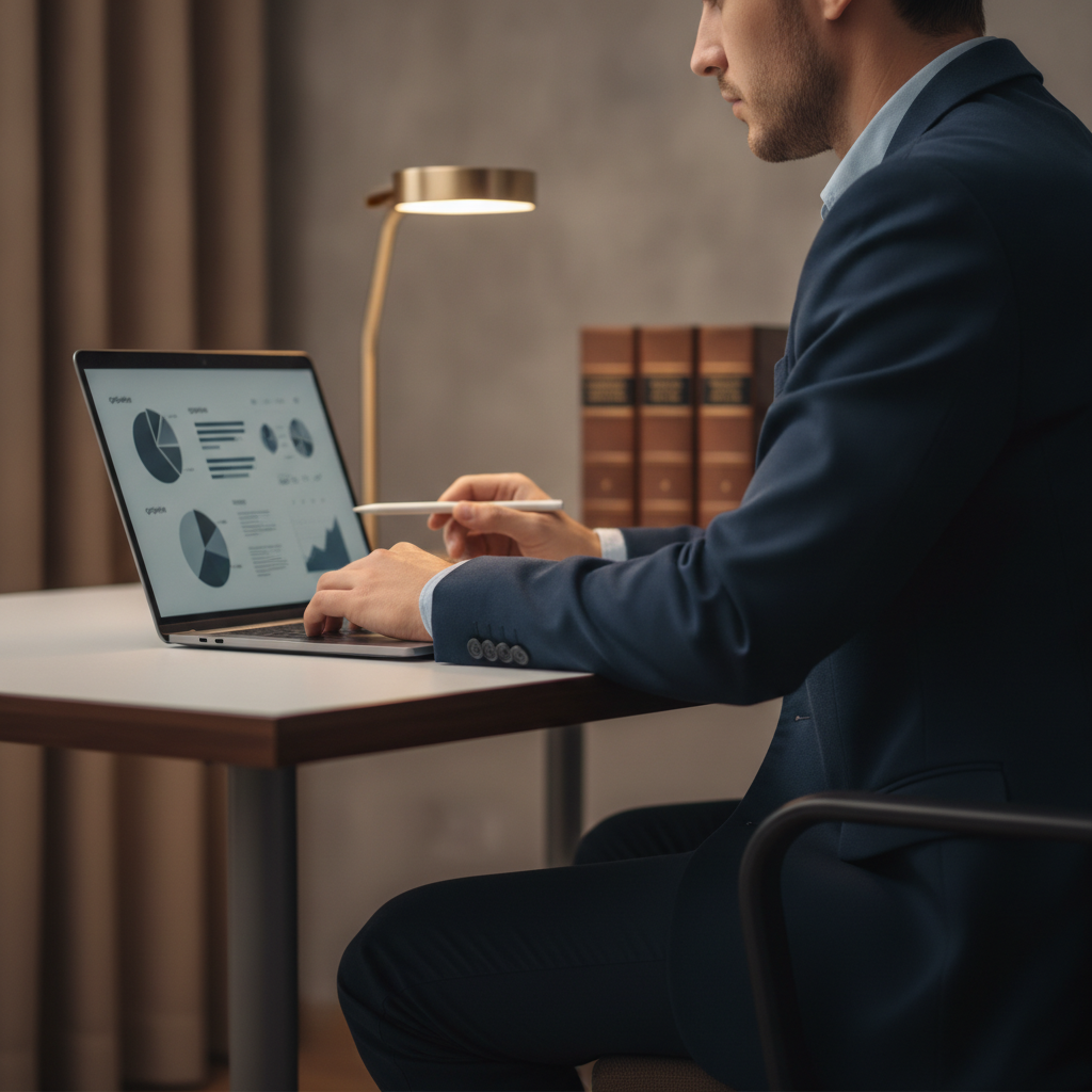 Lawyer comparing the best remote AI jobs on a laptop