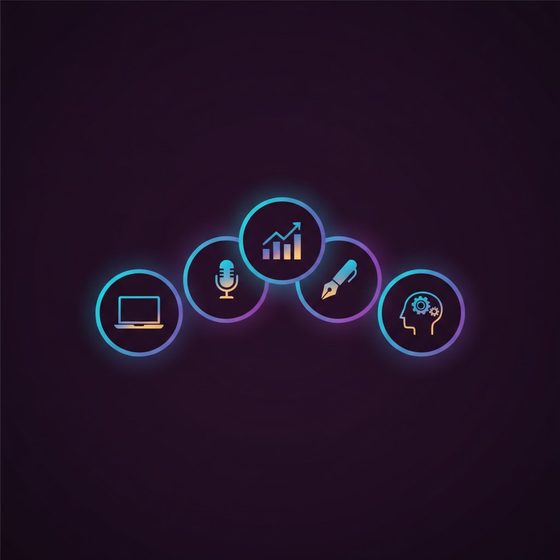 Five ways to make money with AI shown as glowing tiles