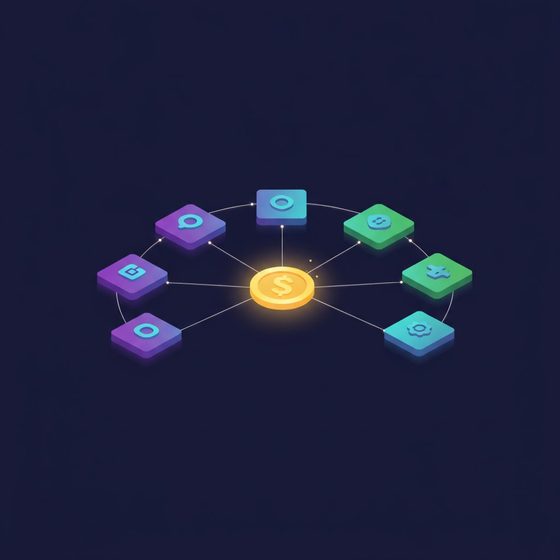 Seven ways to make money with AI shown as floating tiles