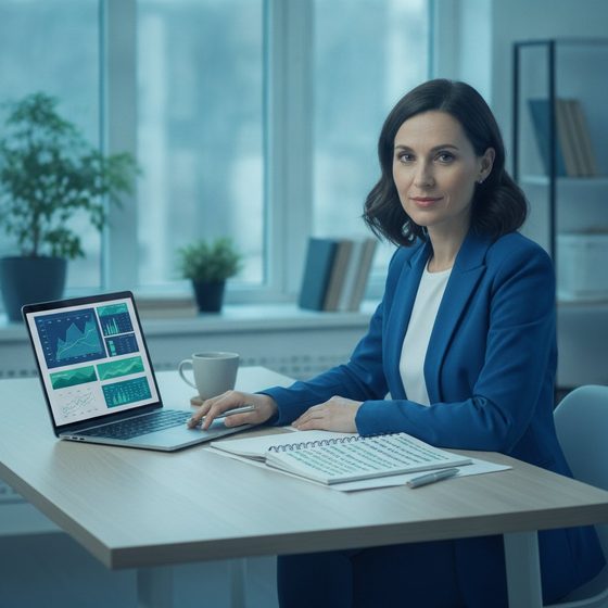 Accountant comparing the best remote AI jobs on a laptop