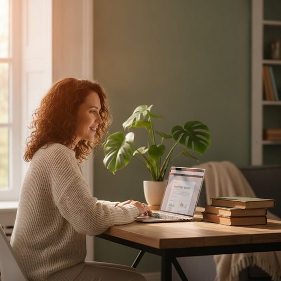 Teacher comparing the best remote AI jobs on a laptop