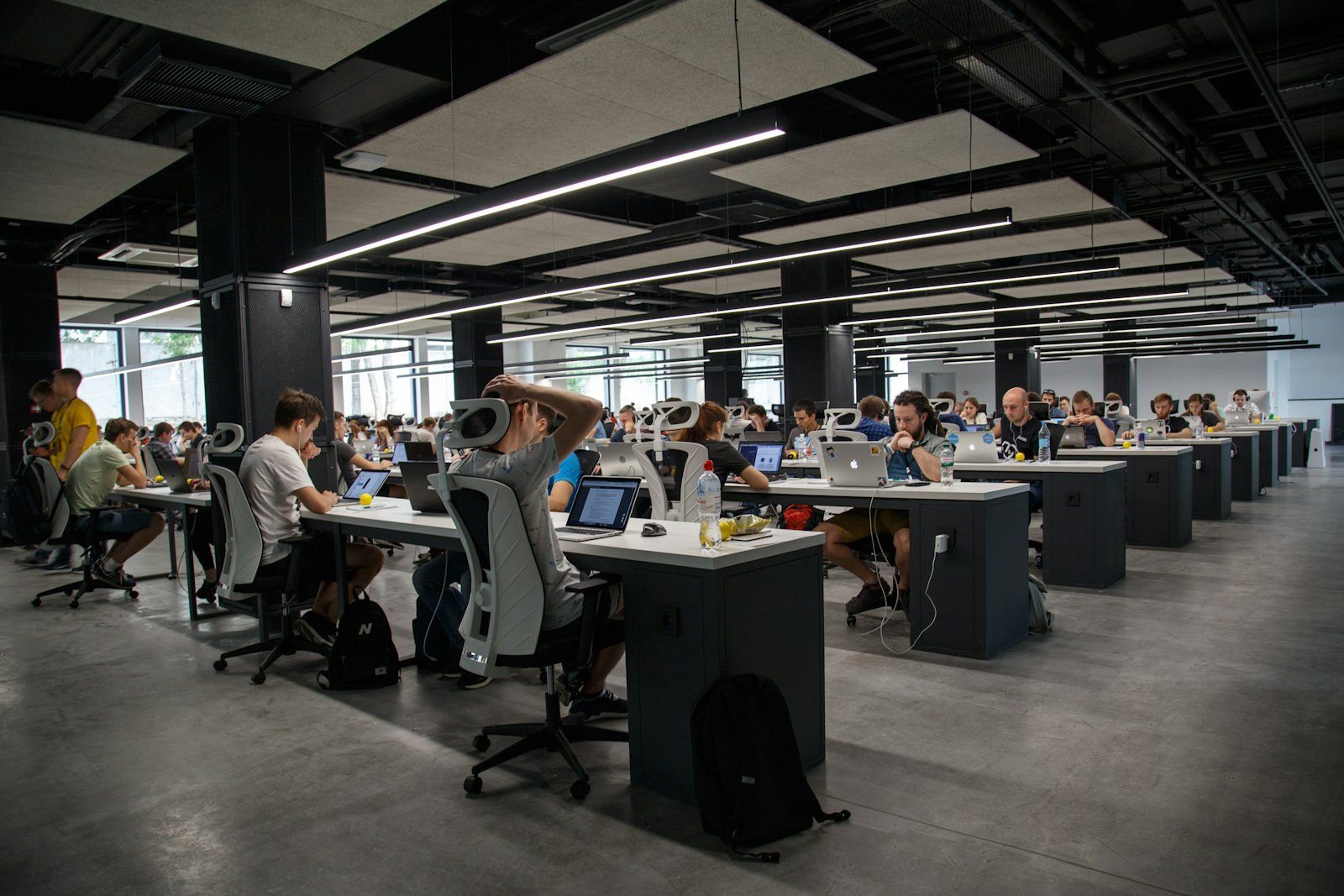 Productivity workspace with neon lighting