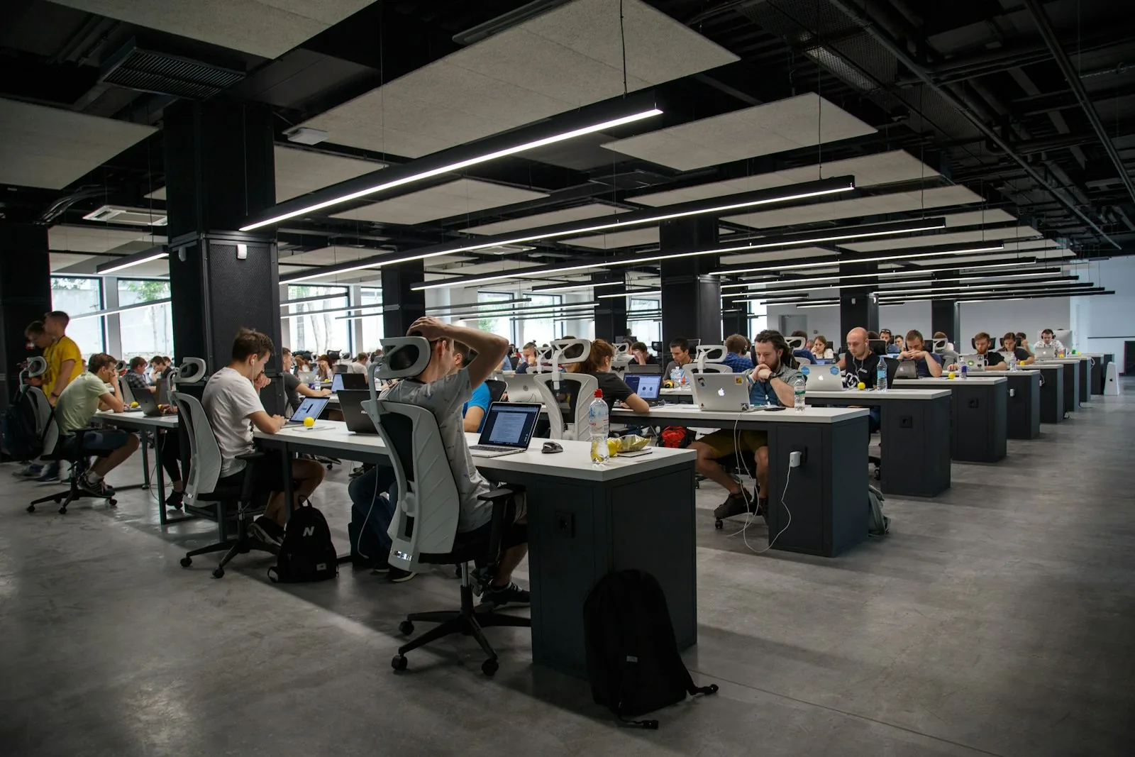Productivity workspace with neon lighting